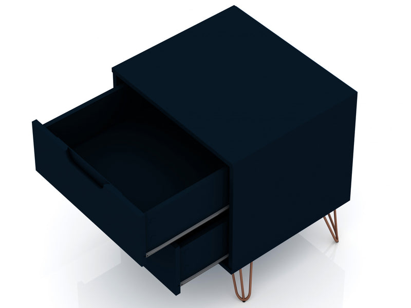 Ensemble de commodes 2 pieces Rockefeller style milieu du siecle, bleu minuit