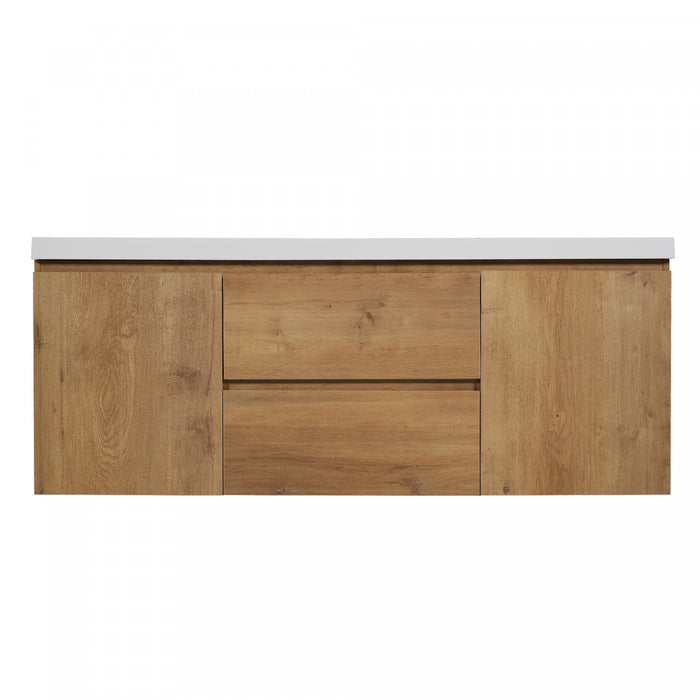 Ethan meuble de salle de bain double vasque 59,3 pouces avec rangement a fermeture douce, bois