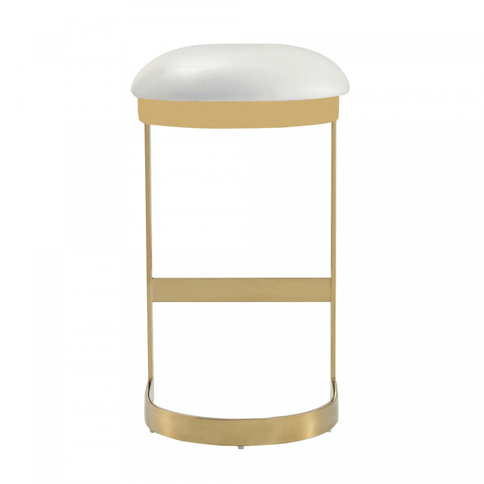 Tabouret de bar moderne en metal et tissu Aura, blanc - Lot de 3