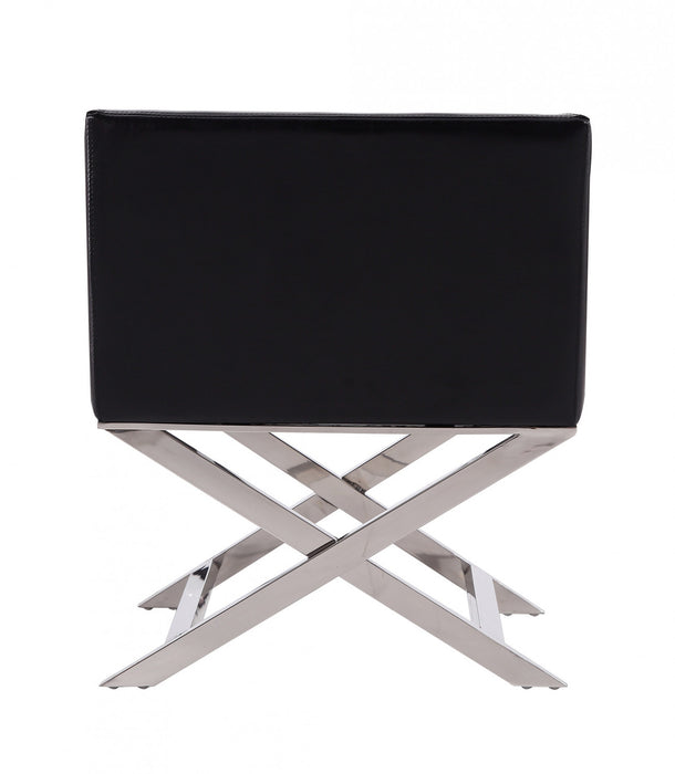 Fauteuil d’appoint contemporain en cuir vegetalien Hollywood, noir – Lot de 2