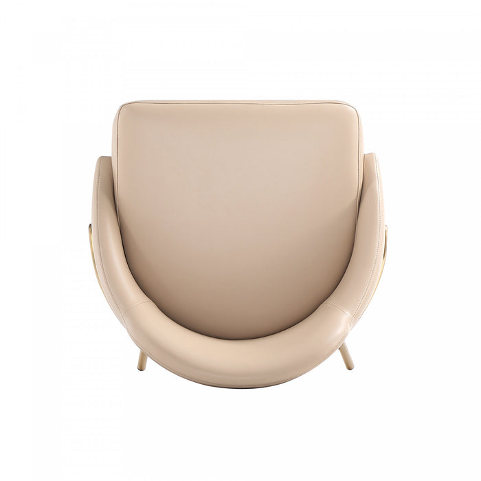 Tabouret de bar moderne Gracie en metal et tissu, coloris beige et dore