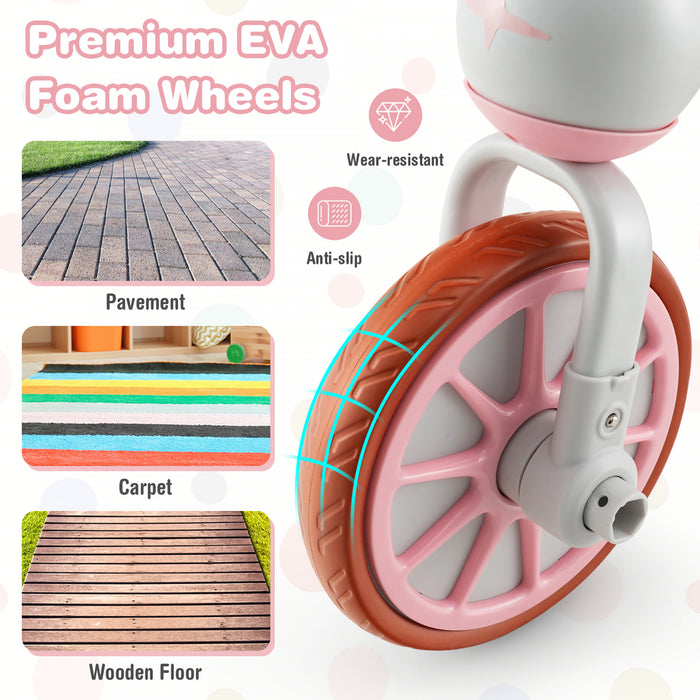 Costway 4 En 1 Enfants Tricycles Avec Poignee De Poussee Et Roues D'entrainement Bebe Equilibre Velo Rose