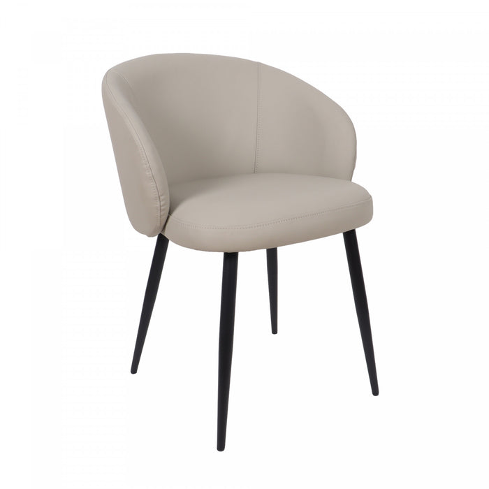 Chaise laterale moderne contemporaine Looma en cuir vegetalien et metal, gris pierre - Lot de 2