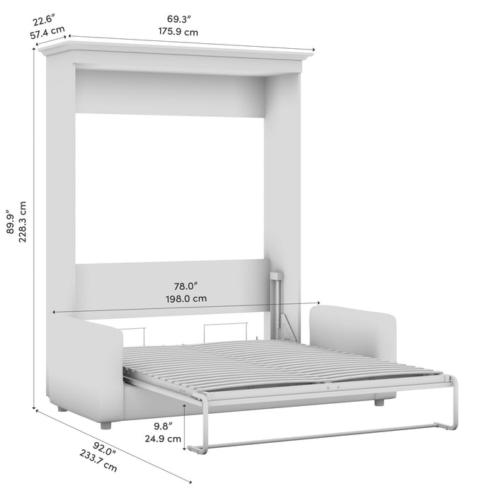 Grand lit escamotable Versatile de Bestar de 78 po (L) avec sofa - blanc
