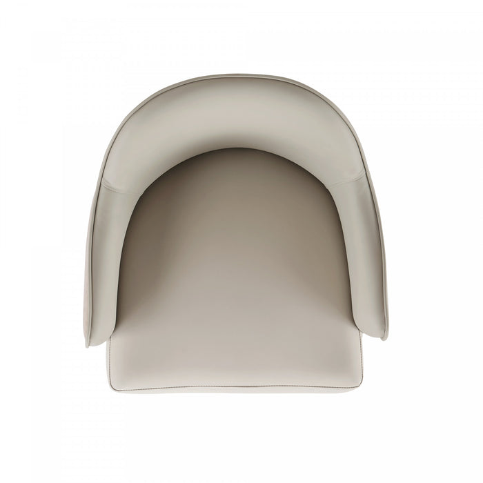 Fauteuil Hillman Moderne en Bois, Similicuir et Velours, Gris Clair