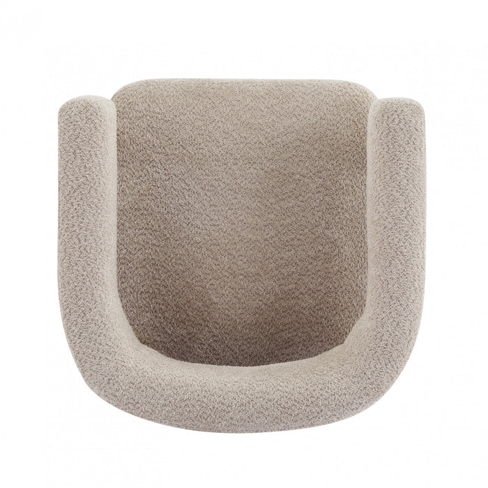 Evelyn Fauteuil d’appoint avec assise confortable et revetement en boucle, bois naturel