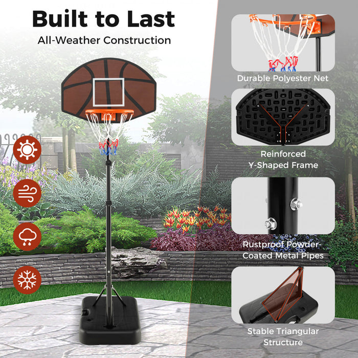 Costway Basketball Hoop 5.6-6.5 Ft Reglable En Hauteur Pour Les Enfants Avec Tableau Arriere A L'epreuve