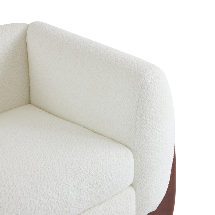 Harold Canape 3 places en bois de 82,75\" avec revetement boucle et sherpa, beige