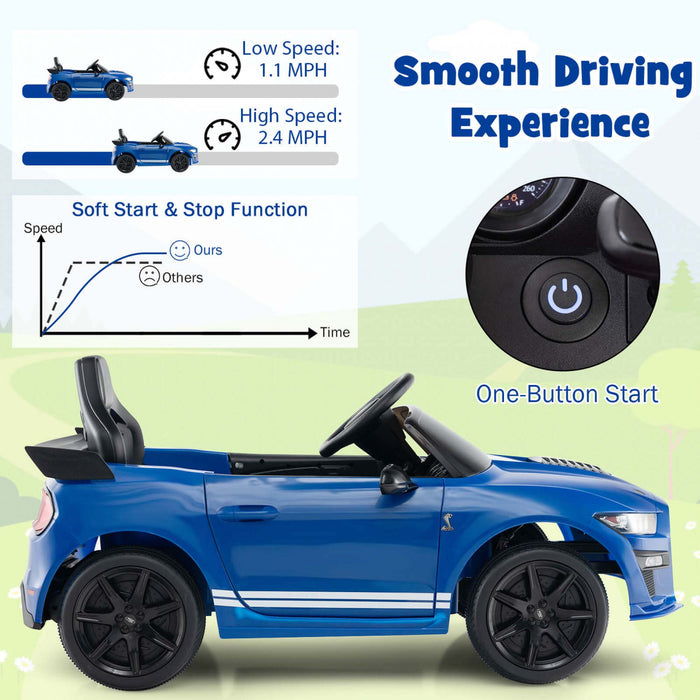 Costway 12v License Ford Mustang Shelby Gt500 Enfants Ride Sur Voiture Avec Telecommande Navy