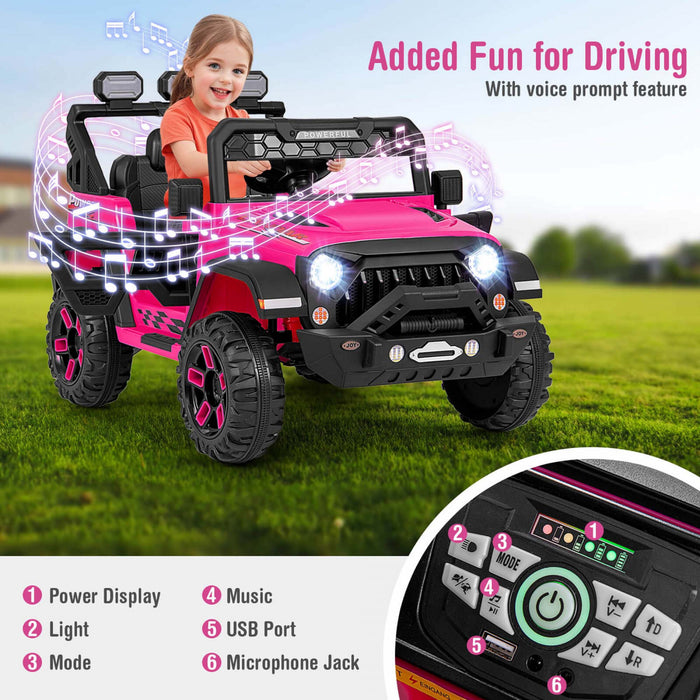 Costway 12v Enfants Roulent Sur Le Camion Avec 2 * 12v Moteurs Suspension De Ressort Et Telecommande Rose