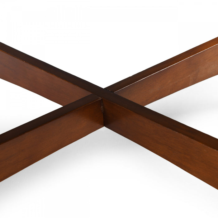 Table Basse Ronde Darren Avec Piètement En Croix - Finition Noyer