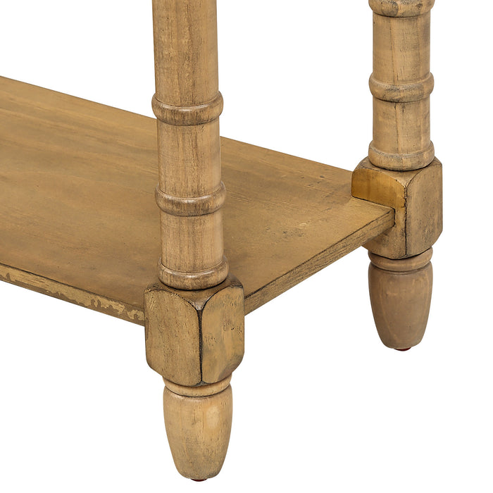 Table Console Phyllis En Bois Massif Avec Tiroirs Et Etagere Inferieure - Pin Ancien