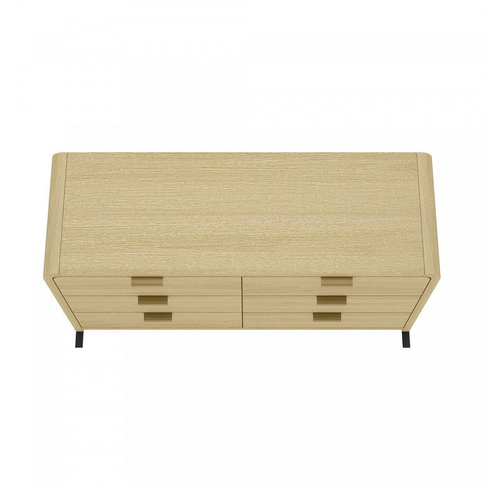 Commode moderne Grace 60\" en chene naturel (6 tiroirs)