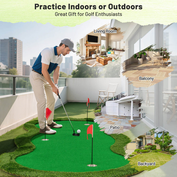Costway 5 X 10 Ft Tapis De Pratique De Golf Professionnel Avec 3 Trous Et Des Balles De Golf Pour La Maison