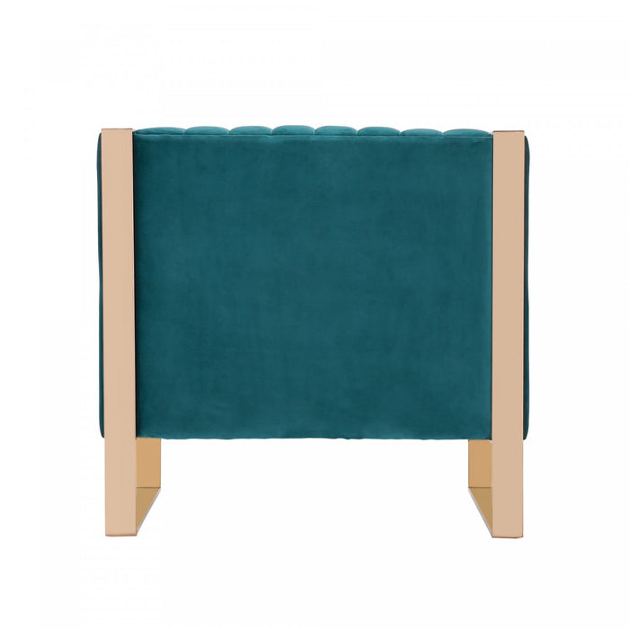Fauteuil lounge en velours Trillium style milieu du siecle, couleur sarcelle - Lot de 2