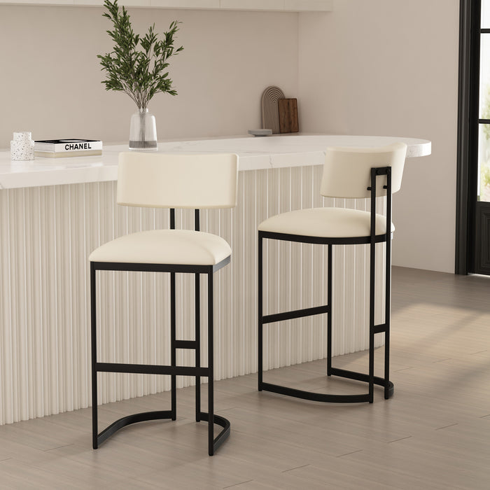 Tabouret de bar moderne contemporain en metal Juno, ivoire