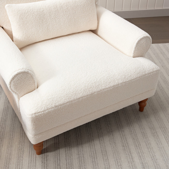 Aurelia Fauteuil Elegant a Accoudoirs Circulaires et Soutien Lombaire Ergonomique, Beige