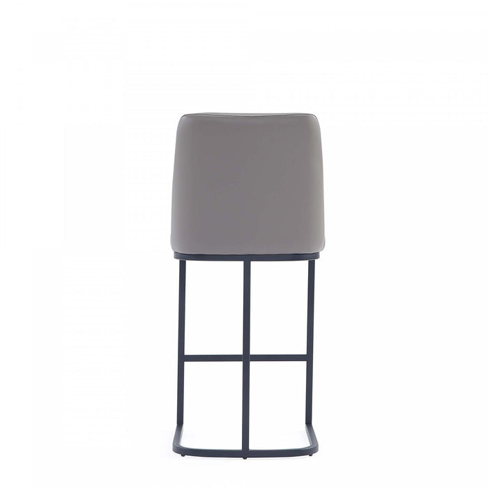 Tabouret de comptoir moderne en metal et tissu Serena, coloris taupe