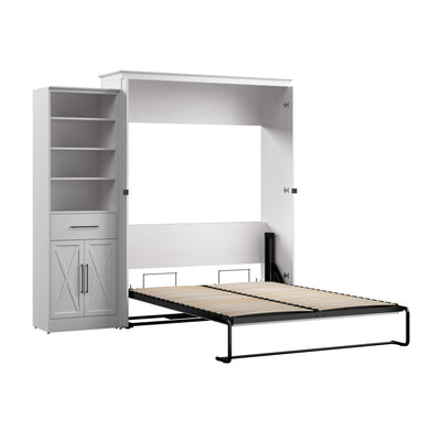 Bestar Key West Queen Murphy Bed & Closet Organizer with Drawer & Doors (94 W) - Pure White Oak|Grand lit escamotable Key West de Bestar de 94 po (L) avec organisateur de garde-robe, tiroir et portes - blanc chêne solide