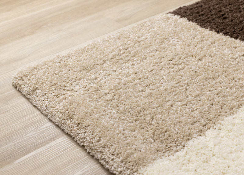 Tapis Fairmont a carreaux brun beige blanc, 5'3\" x 7'7\"