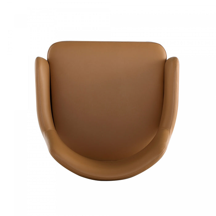 Fauteuil moderne Tremont en cuir vegetalien avec accoudoirs en metal, couleur Saddle - Lot de 2