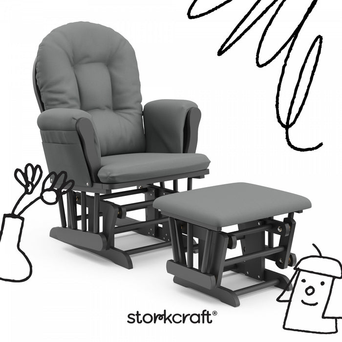 Storkcraft Hoop Fauteuil bercant et pouf - Gris avec gris