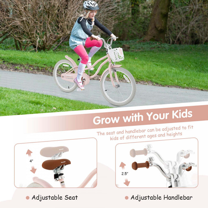Prorider 20\" Velo Pour Enfants Avec Guidon Reglable En Hauteur Et Frein A Main Du Siege Et Frein De Montagne Rose