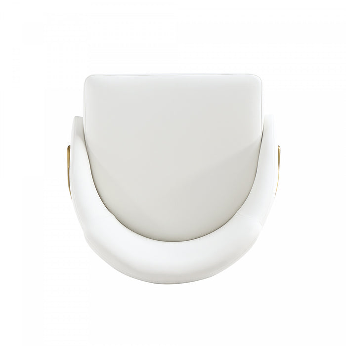 Chaise de salle a manger moderne Gracie en metal et cuir vegetalien blanc et or