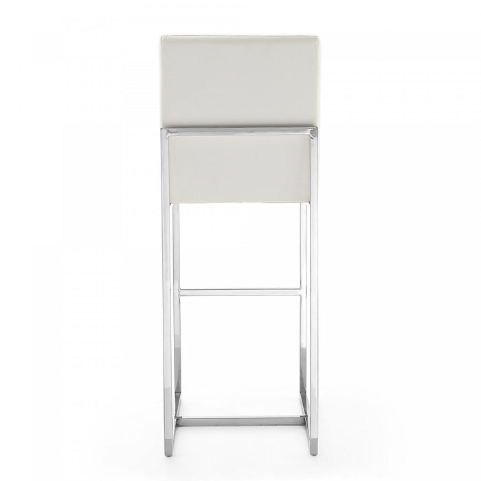 Tabouret de bar moderne en metal et tissu Element, blanc perle - Lot de 3