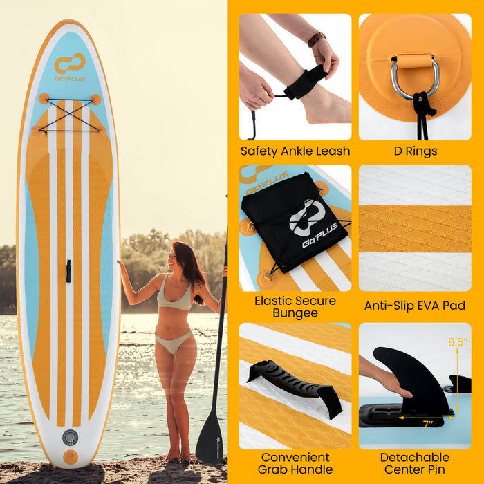 Petit Conseil Gonflable De Sup Goplus, Conseil De Pagaie Portable Avec Des Anneaux 5d Se Tiennent Sur Le Conseil De Pagaie Pour La Jeunesse Et L'adulte Orange