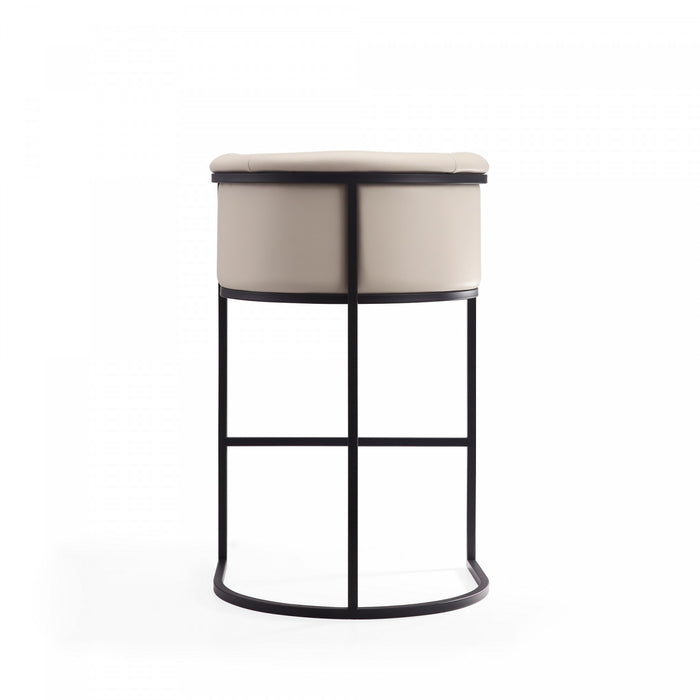 Tabouret de bar cosmopolite mi-siecle moderne en metal et tissu creme - Lot de 3