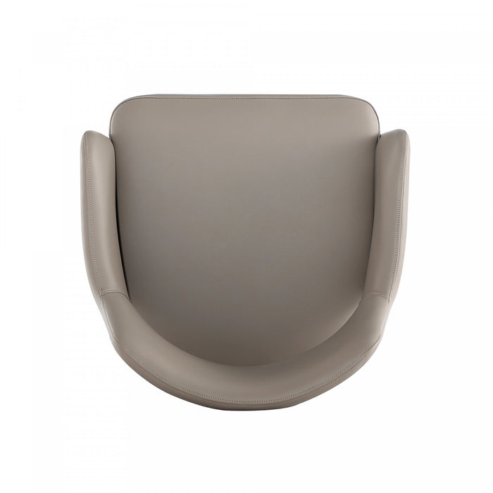 Fauteuil moderne Tremont en cuir vegetalien avec accoudoirs en metal, taupe - Lot de 2