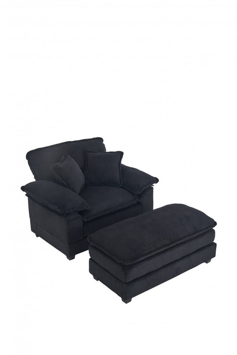 Liam Canape d'interieur moderne en velours cotele 46,9\" avec 2 coussins moelleux, Noir