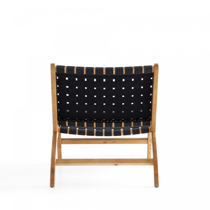 Fauteuil d’appoint Maintenon Industry Chic en bois et cuir vegetalien noir et naturel – Lot de 2