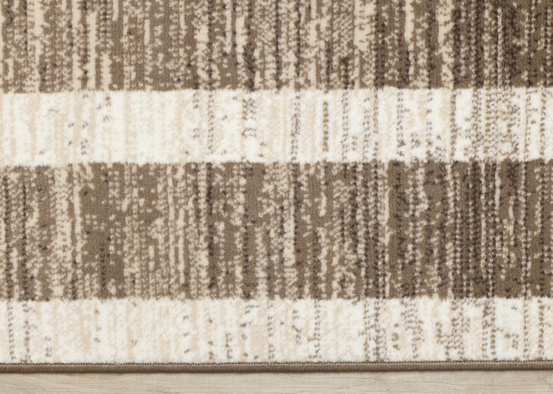 Carpette Forte brune, beige et crème à motif géométrique abstrait - 7 pi 9 po x 10 pi 6 po