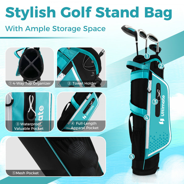 Ultimate Kids Golf Practice Set Junior Complete Golf Club Set Pour Enfants Ages De 8 A 10 Ans Bleu