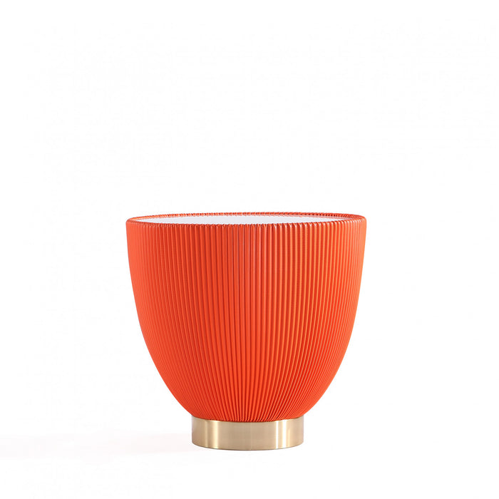 Table d’appoint Anderson moderne avec plateau en pierre frittee et revetement en tissu, orange – Lot de 2