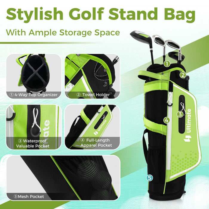 Ultimate Kids Golf Practice Set Junior Complete Golf Club Set Pour Enfants Ages De 5 A 7 Ans Vert