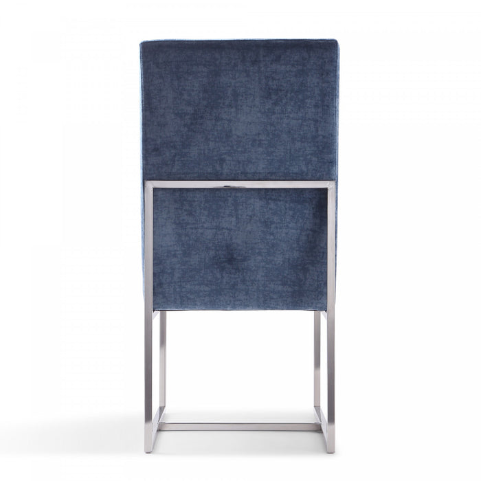 Chaise de salle a manger moderne en velours et metal Element bleu - Lot de 2