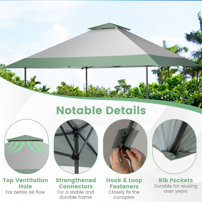 Tonnelle Pop-up 4x4 M Reglable En 3 Hauteurs Avec Sac A Roulettes, Gazebo Anti Uv Et Etanche Avec Cadre Robuste En Metal, Pavillon Instantane Pour Jardin, Patio, Arriere-cour