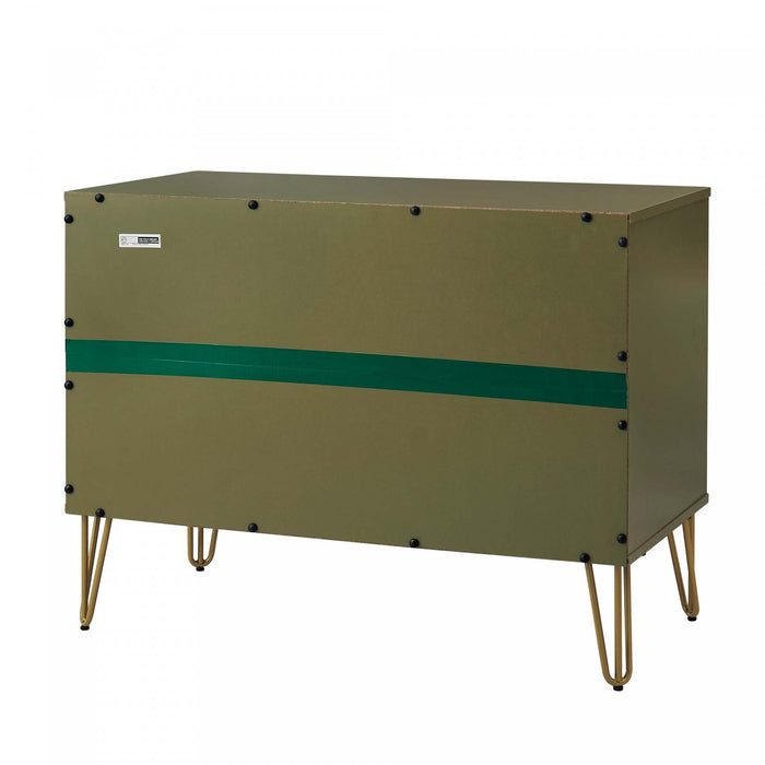 Commode moderne Dumbo 35\" a cannelures, vert olive (3 tiroirs)