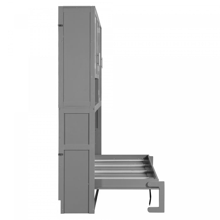 Ethan Lit escamotable gain de place avec rangement et design pliable, Taille simple, Gris