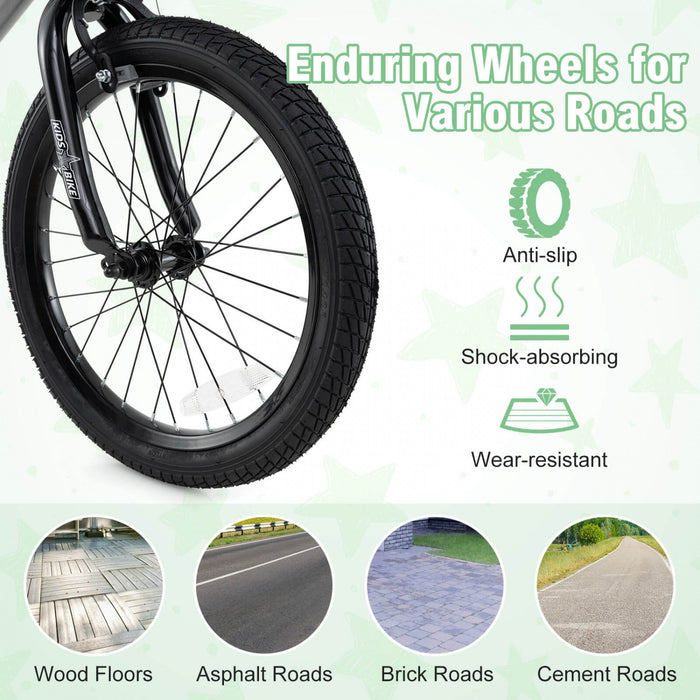 Velo Costway 18\" Pour Enfants Avec Roues D'entrainement Guidon Reglable Et Sliver De Frein A Main Du Siege