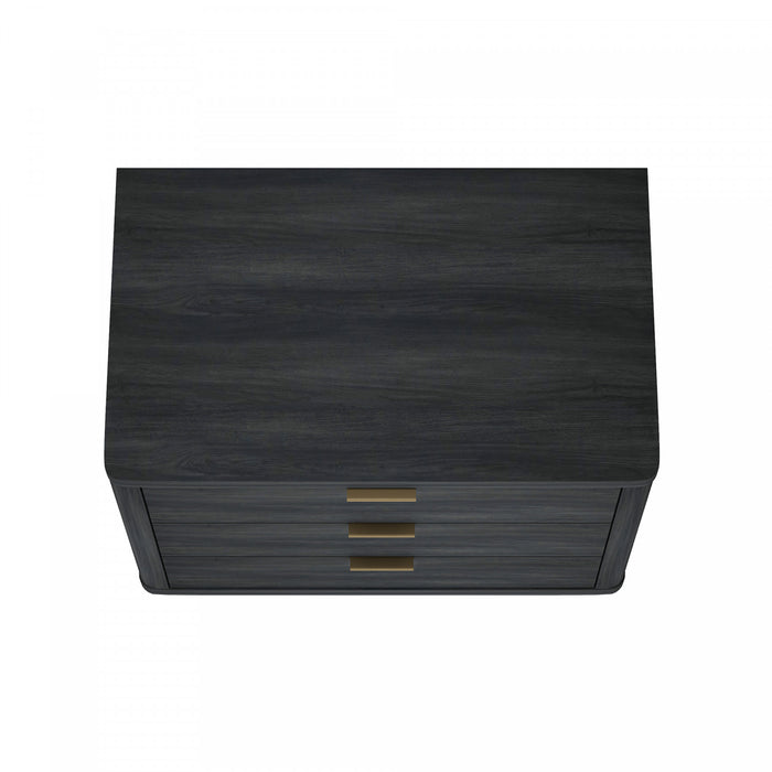 Table de nuit moderne Evelyn 32\" en gris charbon (3 tiroirs)