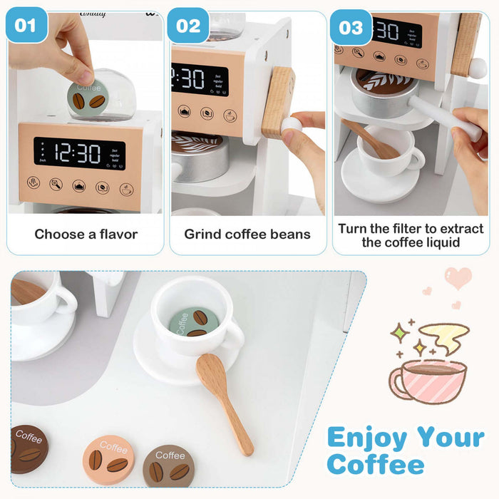 Honeyjoy Coin Cuisine Jeu Avec Machine A Cafe Four Micro-ondes Machine A Laver Blanc