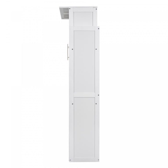 Aiden Lit escamotable Murphy avec etageres et eclairage LED, taille Full, blanc