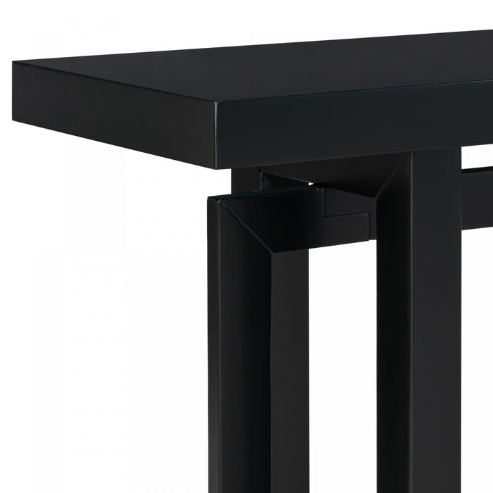 Table d'entree peinte Ethan 59,1'' avec design rectangulaire triple et pieds en bois de pin, noire