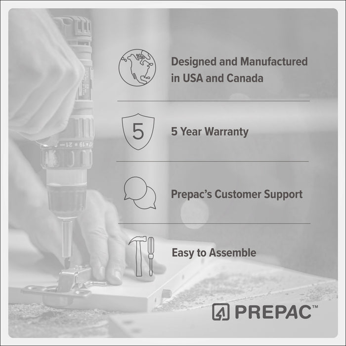 Armoire profonde de rangement Elite avec tablettes fixes et réglables - blanche