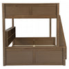 Liam Solid Wood Full XL Over Queen Bunk Bed with Storage & USB Ports, Brown | Lit superpose Liam en bois massif Full XL sur Queen avec rangement et ports USB, brun