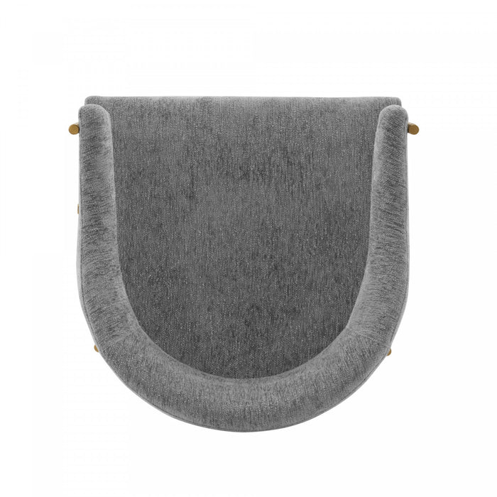 Fauteuil moderne en metal et chenille Lia gris - Lot de 2